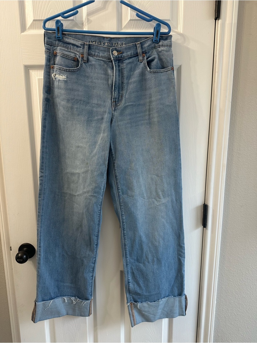 American Eagle Outfitters Light Wash Stovepipe Cuffed Jeans